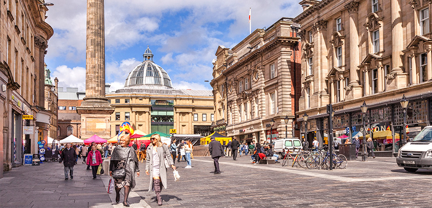 Shoppen in Grey Street Newcastle