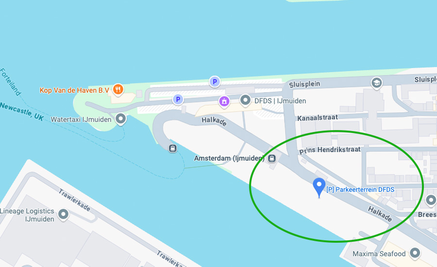 Parkeren haven IJmuiden DFDS